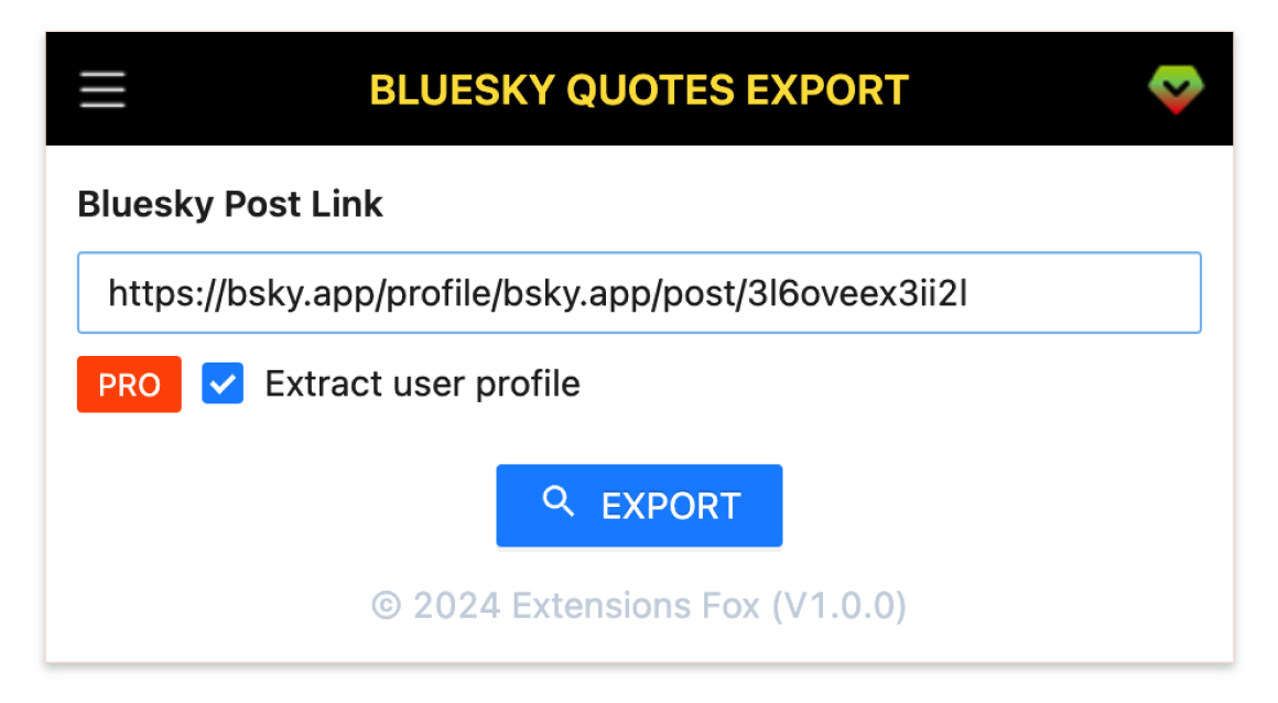 Bluesky Likes Export Tool Screenshot